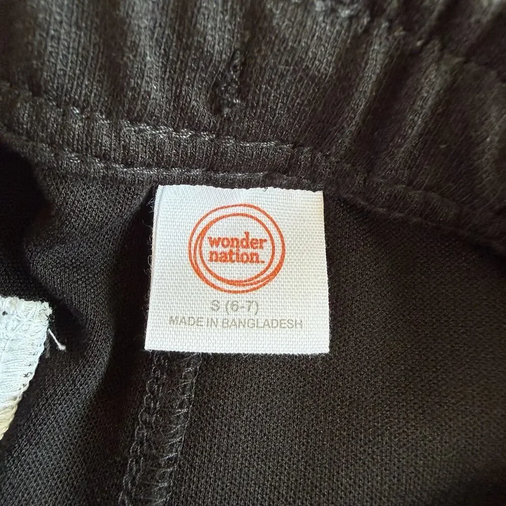 Wonder Nation Boys Jogger Pants Size S (6-7) Black Drawstring School Pants